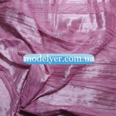 Ткань Атлас с гипюром (розовый)